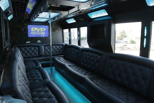 Party bus interior lounge — Houston Limo Chauffeur