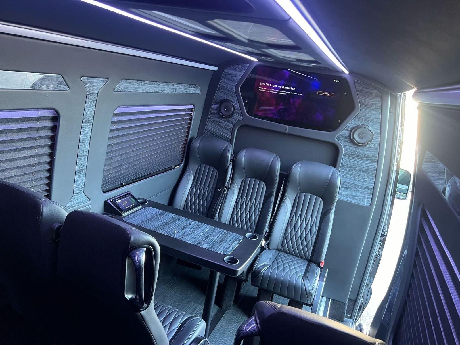 Mercedes Sprinter executive interior seats door — Houston Limo Chauffeur