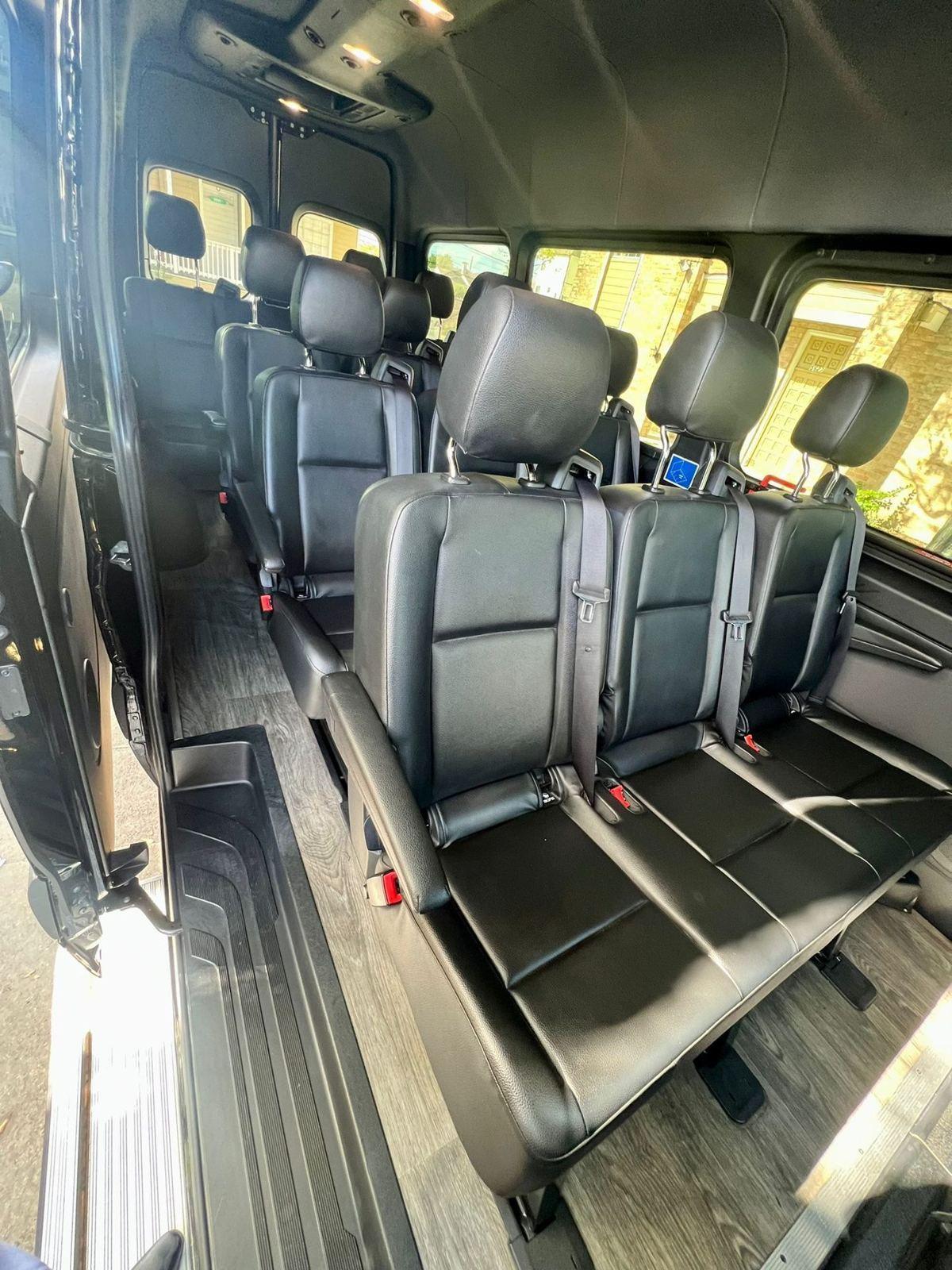 Mercedes Sprinter shuttle interior rear — Houston Limo Chauffeur