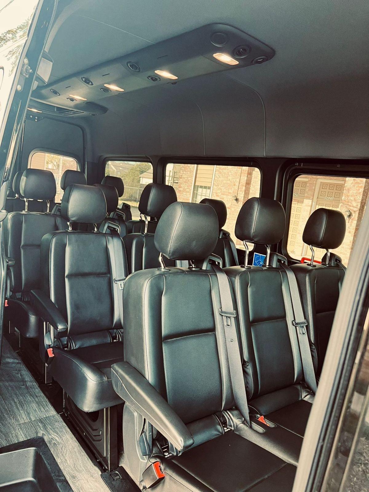Mercedes Sprinter shuttle interior seats — Houston Limo Chauffeur